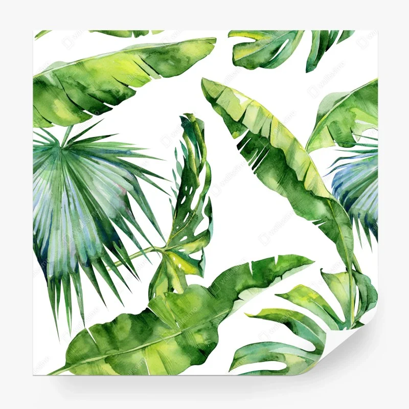 Papier peint motif feuilles tropicales en aquarelle – Wallnifity® Papier peint motif feuilles tropicales en aquarelle – Wallnifity®