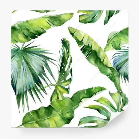 Papier peint motif feuilles tropicales en aquarelle – Wallnifity®