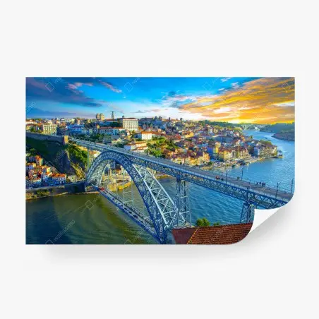 Papier peint vue panoramique de Porto au coucher de soleil – Wallnifity®