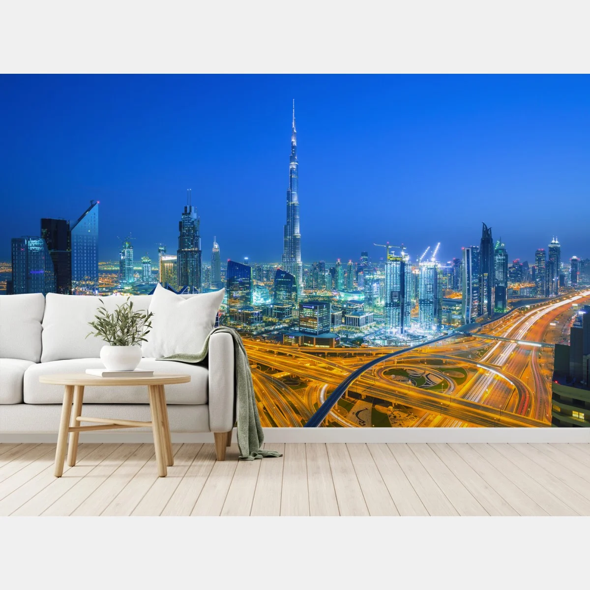 Papier peint panorama nocturne de Dubaï avec Burj Khalifa – Wallnifity® Papier peint panorama nocturne de Dubaï avec Burj Khalifa – Wallnifity®