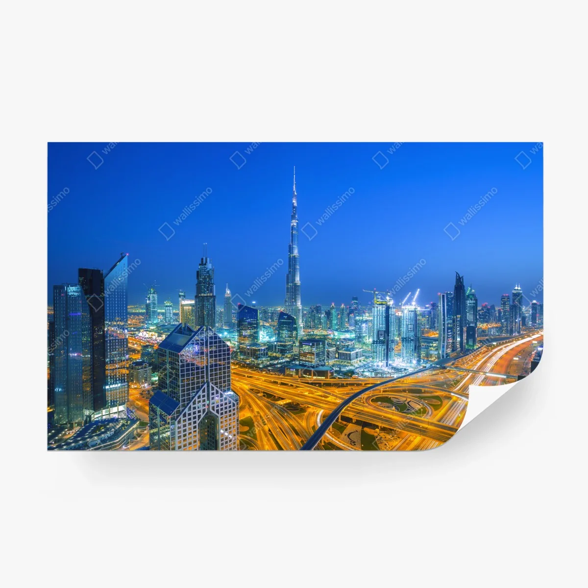 Papier peint panorama nocturne de Dubaï avec Burj Khalifa – Wallnifity® Papier peint panorama nocturne de Dubaï avec Burj Khalifa – Wallnifity®