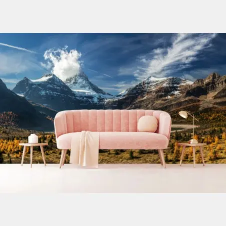 Papier peint panorama alpin automnal au lac miroir – Wallnifity®