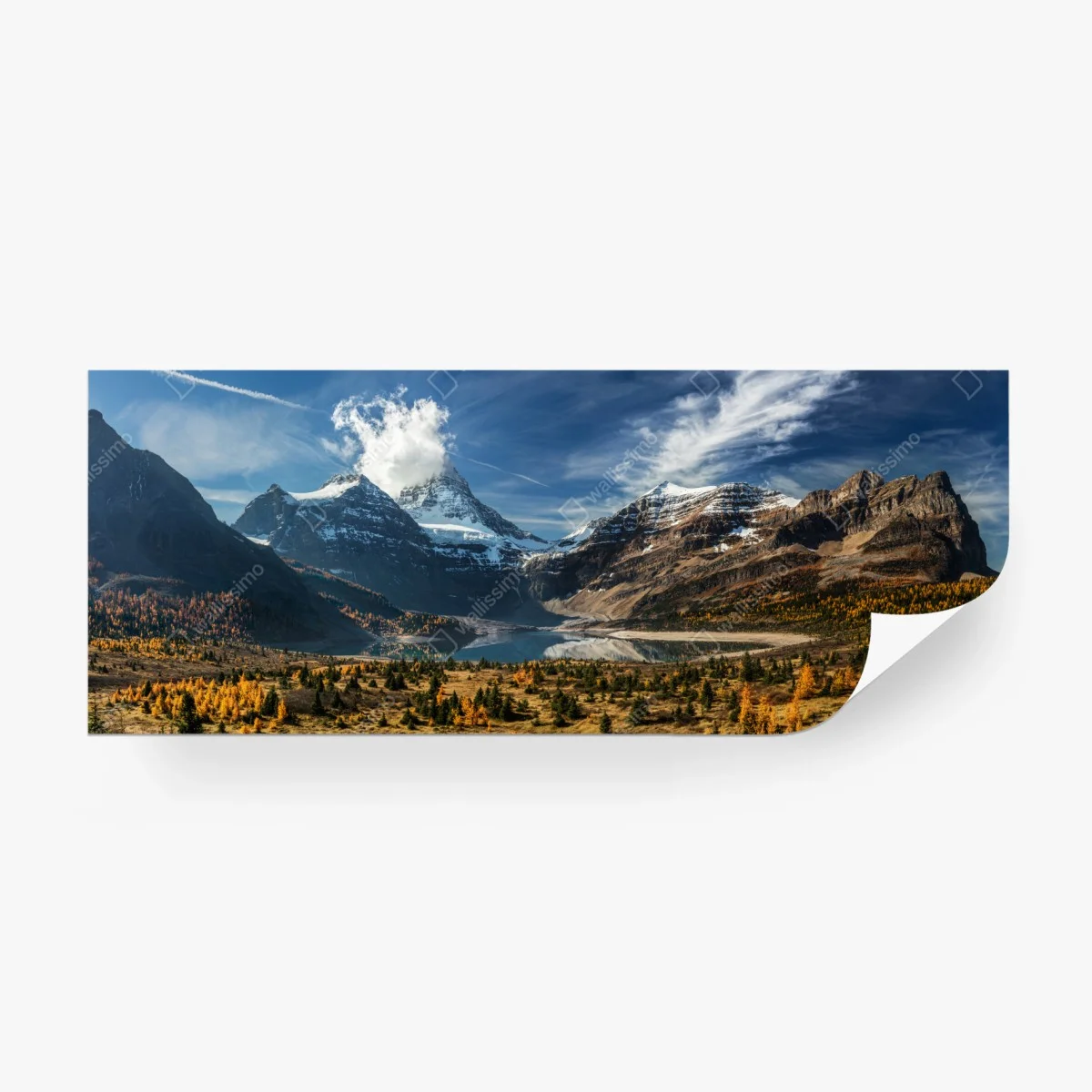 Papier peint panorama alpin automnal au lac miroir – Wallnifity® Papier peint panorama alpin automnal au lac miroir – Wallnifity®