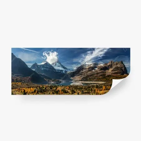 Papier peint panorama alpin automnal au lac miroir – Wallnifity®