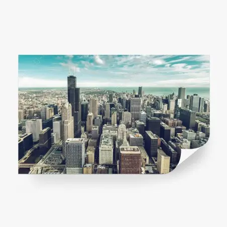 Papier peint panorama urbain vintage de Chicago – Wallnifity®