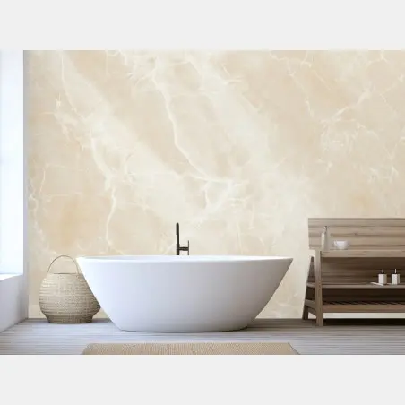 Papier peint marbre beige élégant aux veinures blanches – Wallnifity®