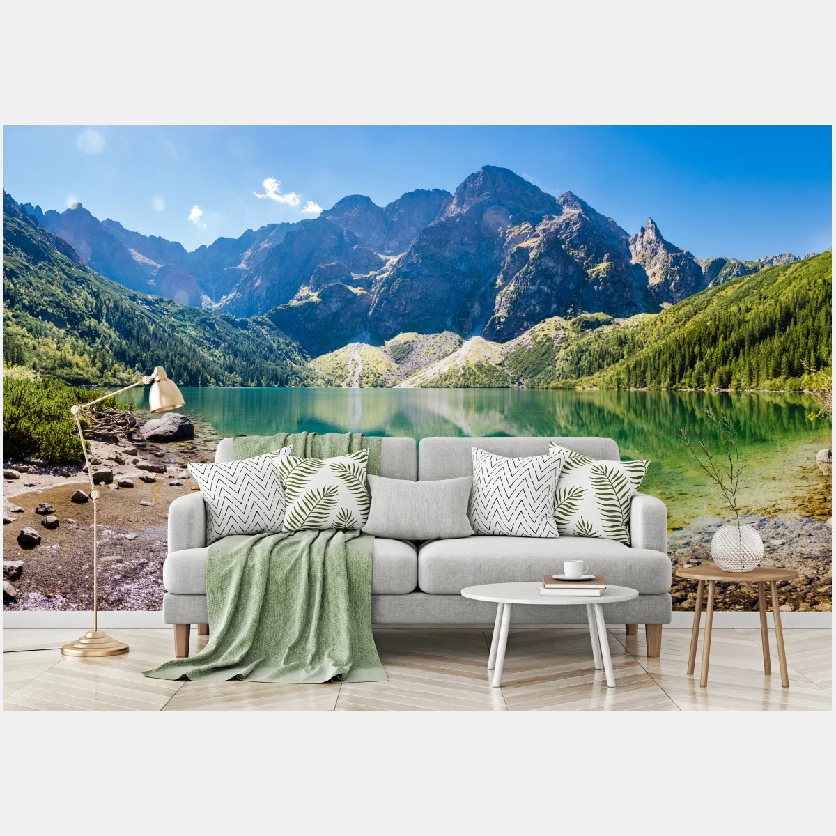 Papier peint reflets du lac alpin au pied des montagnes – Wallnifity® Papier peint reflets du lac alpin au pied des montagnes – Wallnifity®