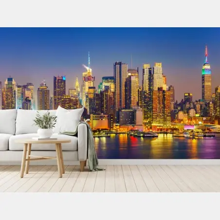 Papier peint paysage urbain de New York au crépuscule – Wallnifity®