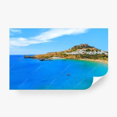 Papier peint havre azur : village blanc et château sur la côte – Wallnifity®