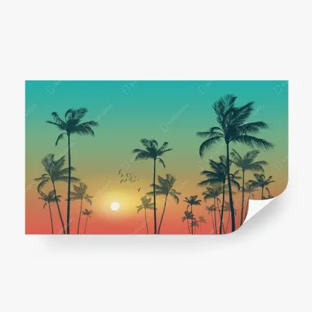 Papier peint coucher de soleil tropical aux palmiers – Wallnifity®