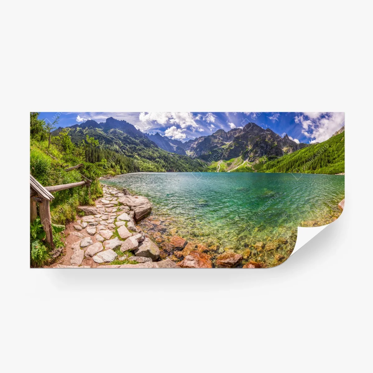 Papier peint reflets émeraude du lac Morskie Oko, Tatras – Wallnifity® Papier peint reflets émeraude du lac Morskie Oko, Tatras – Wallnifity®