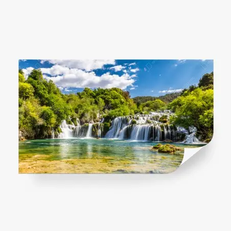 Papier peint cascade idyllique de Skradinski Buk, parc national de Krka – Wallnifity®