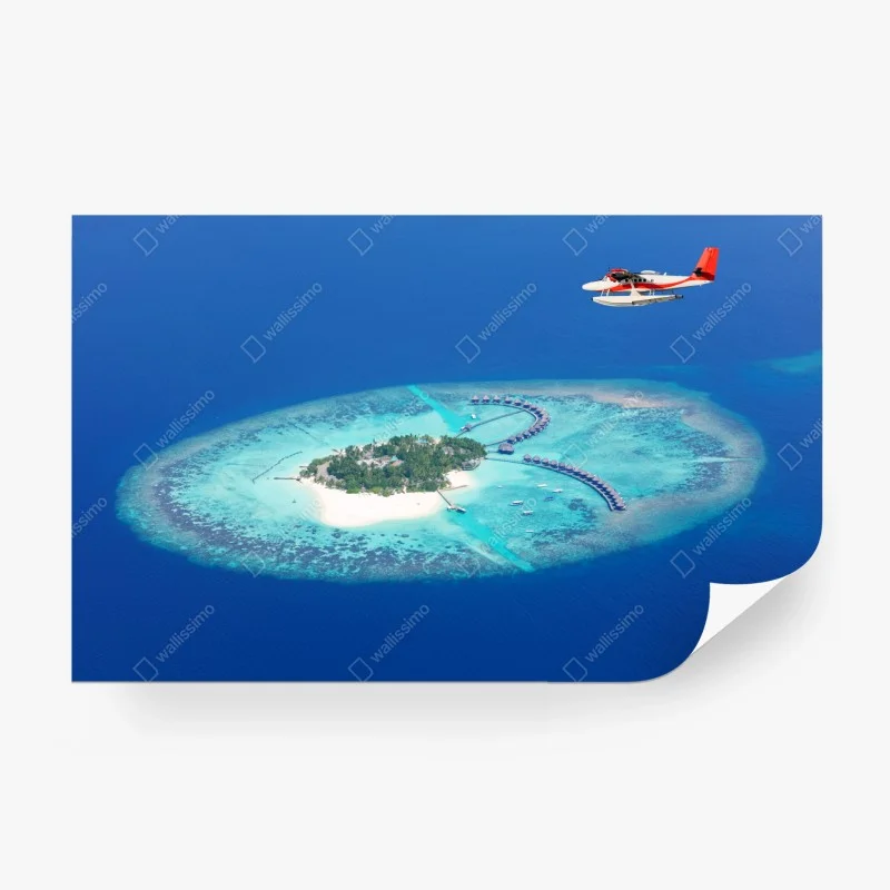 Papier peint île paradisiaque et bungalows sur l'eau – Wallnifity® Papier peint île paradisiaque et bungalows sur l'eau – Wallnifity®