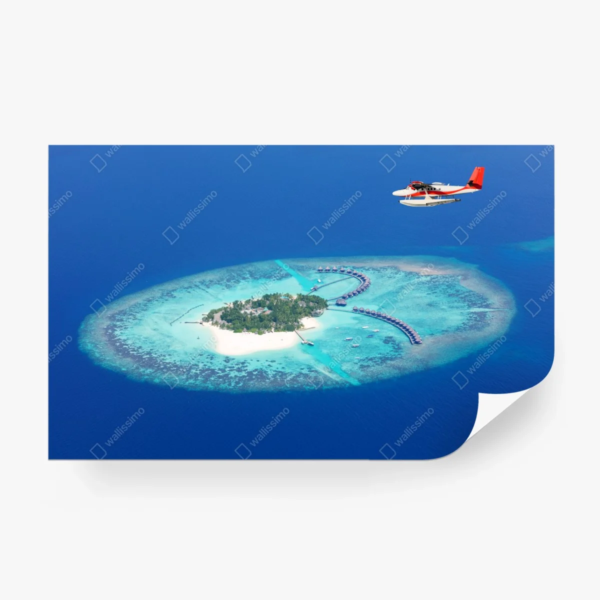 Papier peint île paradisiaque et bungalows sur l'eau – Wallnifity® Papier peint île paradisiaque et bungalows sur l'eau – Wallnifity®