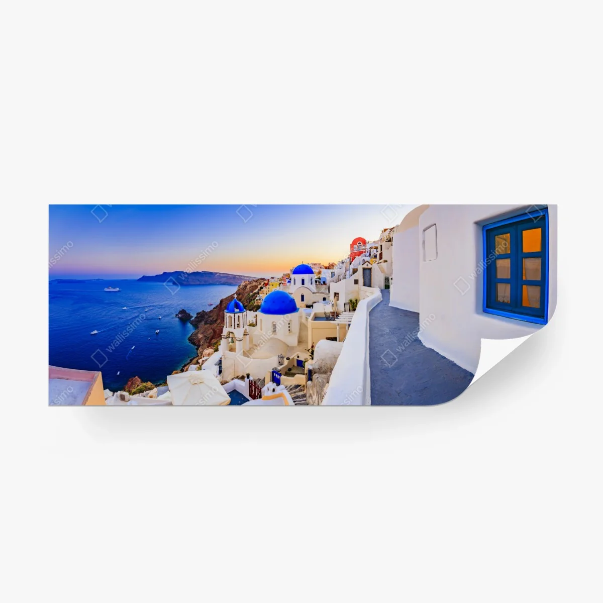 Papier peint panorama coloré de Santorin au coucher du soleil – Wallnifity® Papier peint panorama coloré de Santorin au coucher du soleil – Wallnifity®