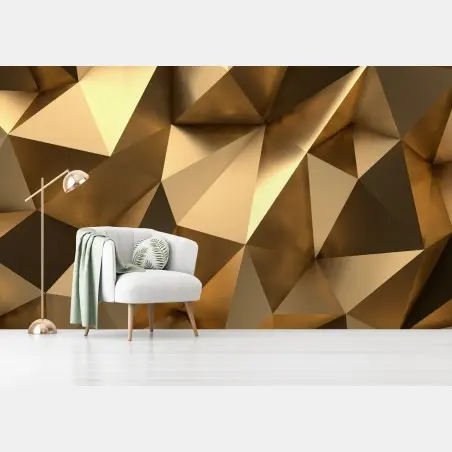Papier peint motif géométrique doré en relief – Wallnifity®