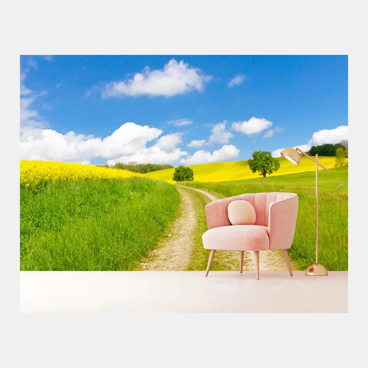 Papier peint chemin champêtre et champs de colza – Wallnifity® Papier peint chemin champêtre et champs de colza – Wallnifity®