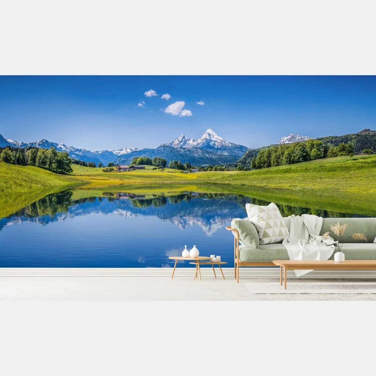 Papier peint reflet alpin sur lac miroir – Wallnifity® Papier peint reflet alpin sur lac miroir – Wallnifity®