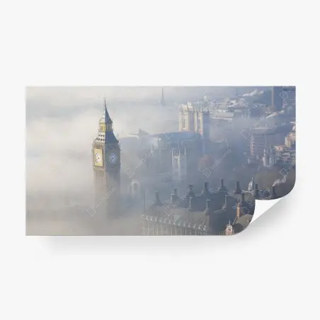 Papier peint brume matinale à Londres — Big Ben en vue aérienne – Wallnifity®