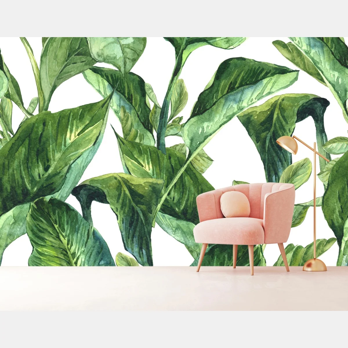 Papier peint motif de feuilles tropicales en aquarelle – Wallnifity® Papier peint motif de feuilles tropicales en aquarelle – Wallnifity®
