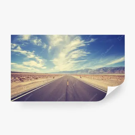 Papier peint route vintage vers l'horizon dans le désert des États-Unis – Wallnifity®