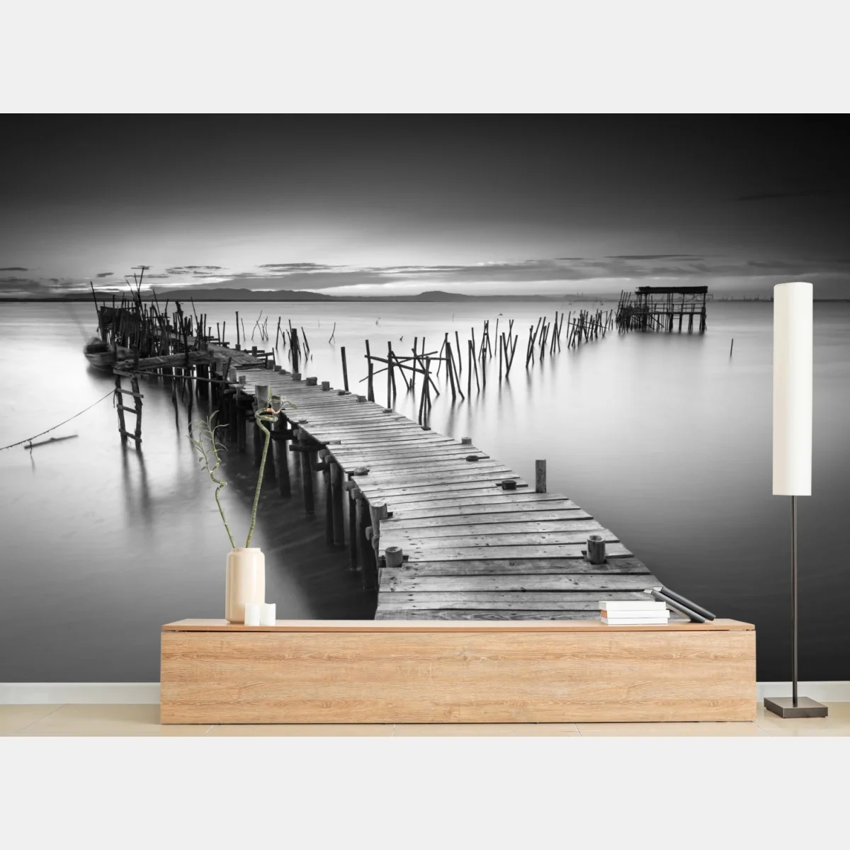 Papier peint jetée solitaire en noir et blanc – Wallnifity® Papier peint jetée solitaire en noir et blanc – Wallnifity®