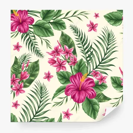 Papier peint motif floral tropical rose et feuillage luxuriant – Wallnifity®