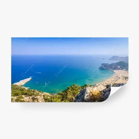 Papier peint panorama côtier aux eaux turquoises – Wallnifity®