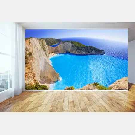 Papier peint paysage marin de crique aux eaux turquoise – Wallnifity®