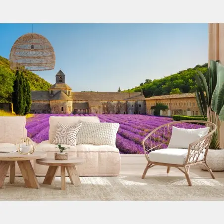 Papier peint coucher de lavande à l'Abbaye de Sénanque – Wallnifity®