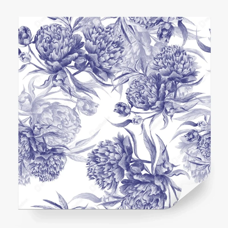 Papier peint composition de pivoines bleues – Wallnifity®
