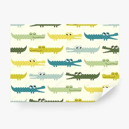 Papier peint motif crocodiles pastel pour chambre d'enfant – Wallnifity®