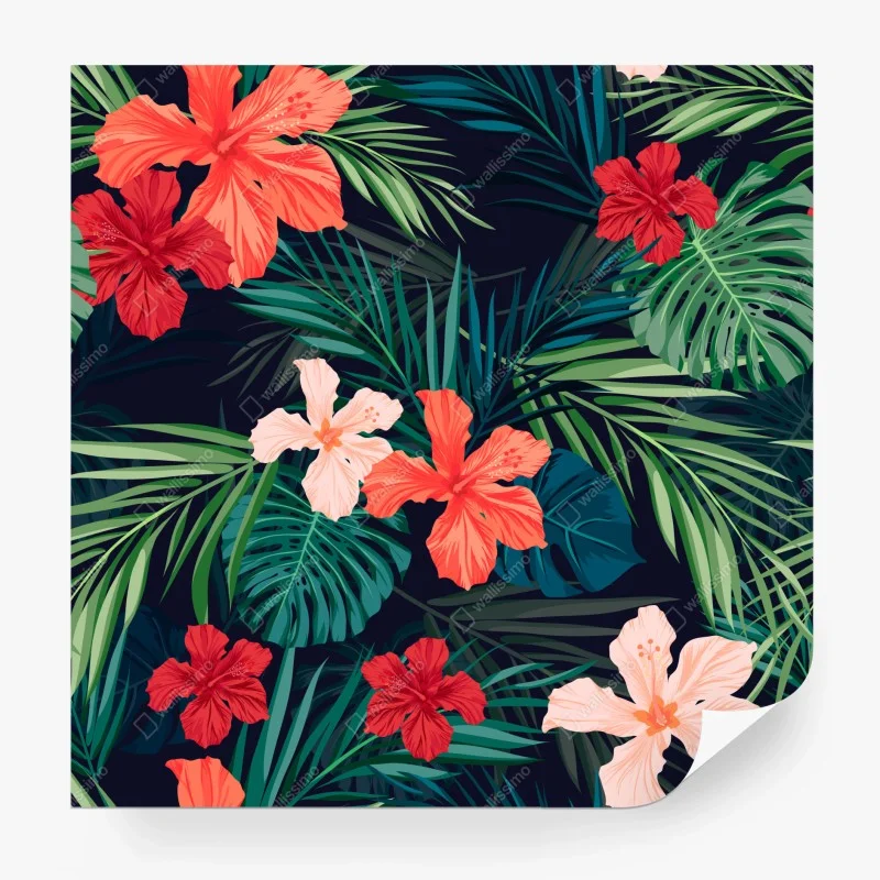 Papier peint motif tropical floral vibrant – Wallnifity®
