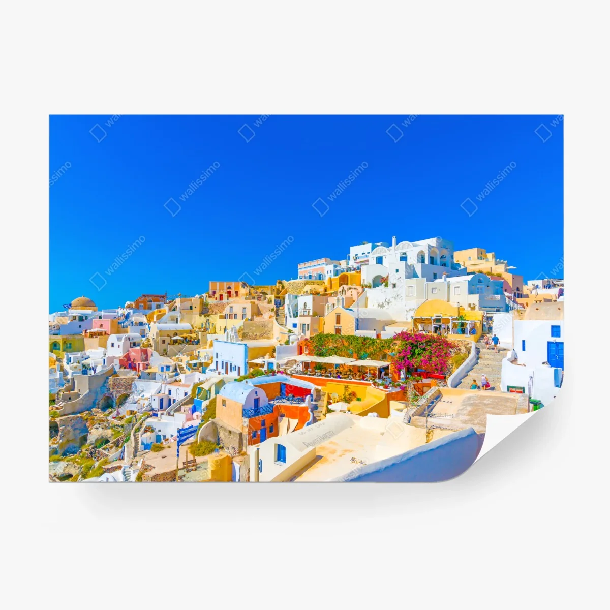 Papier peint panorama coloré d'Oia à Santorin – Wallnifity® Papier peint panorama coloré d'Oia à Santorin – Wallnifity®