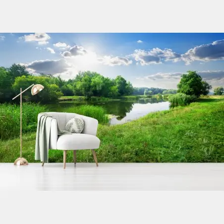 Papier peint paysage estival au bord du lac – Wallnifity®