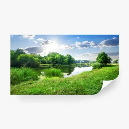 Papier peint paysage estival au bord du lac – Wallnifity®