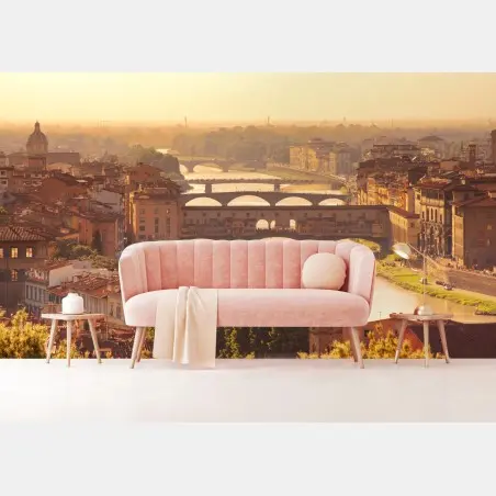 Papier peint coucher de soleil sur Ponte Vecchio à Florence – Wallnifity®
