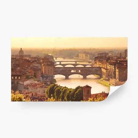 Papier peint coucher de soleil sur Ponte Vecchio à Florence – Wallnifity®