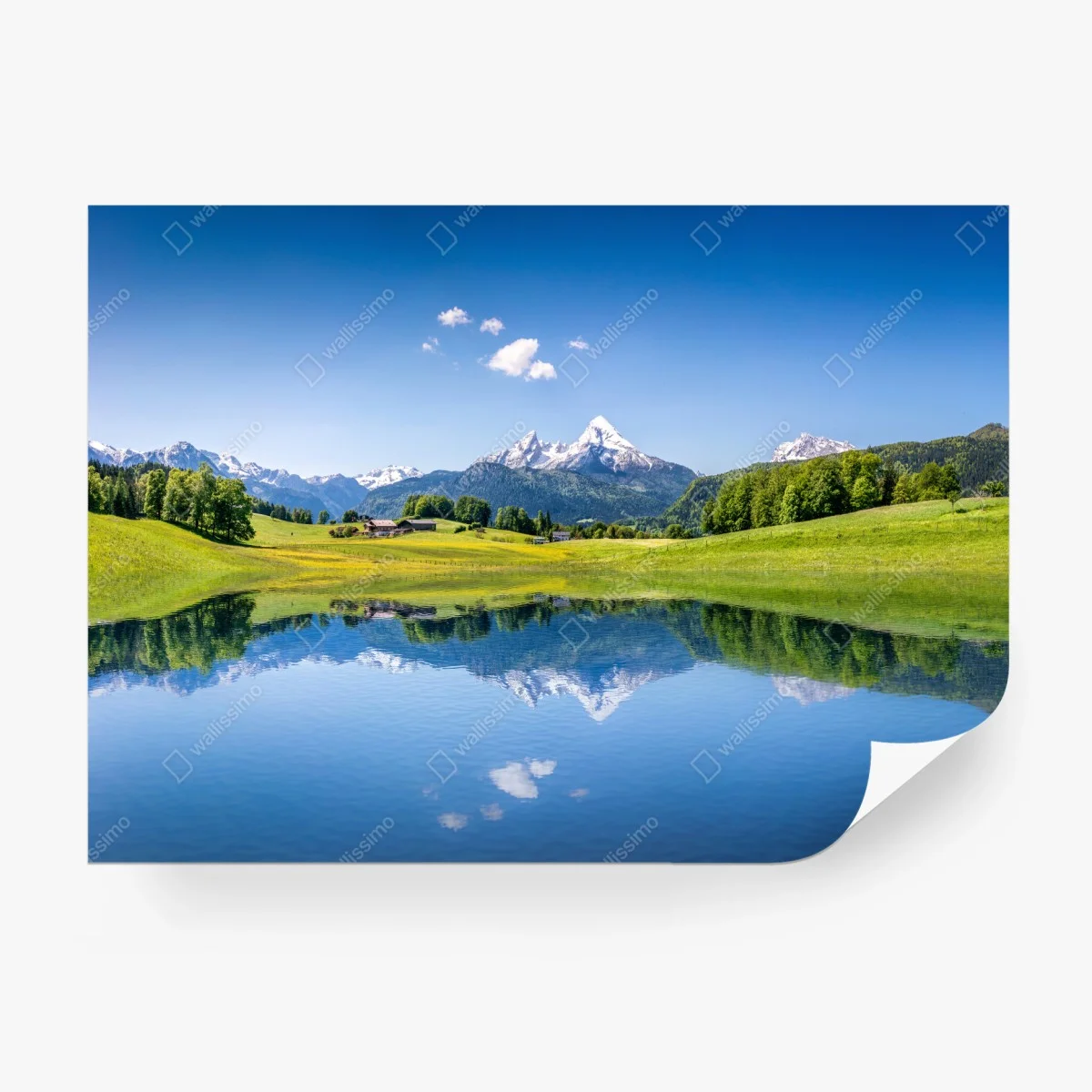 Papier peint reflet alpin sur un lac tranquille – Wallnifity® Papier peint reflet alpin sur un lac tranquille – Wallnifity®