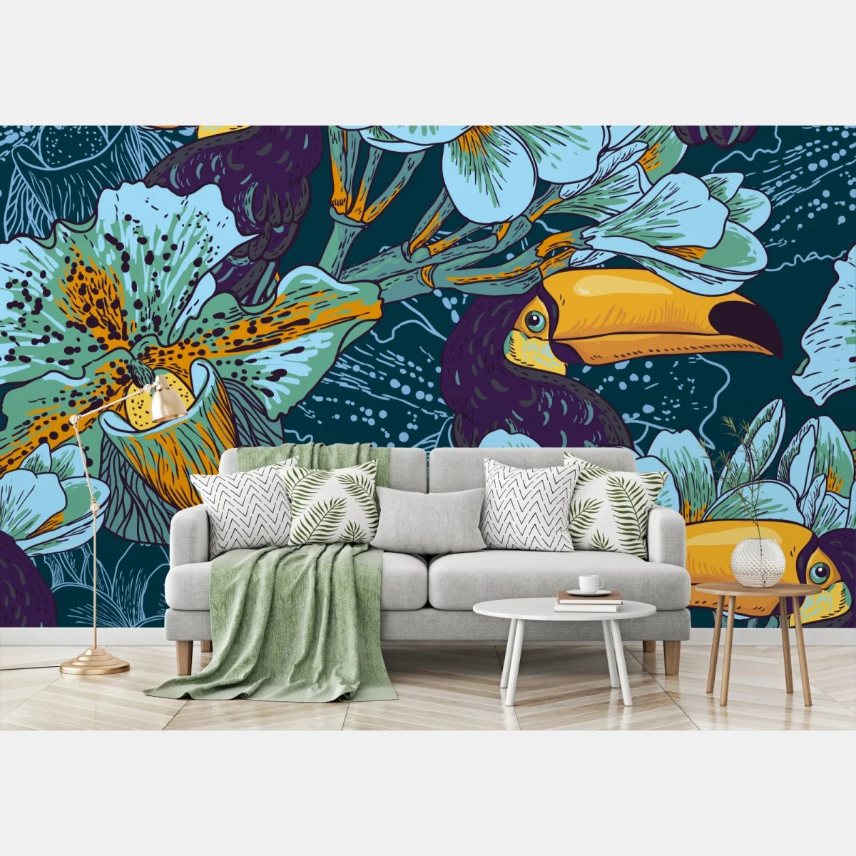 Papier peint paradis tropical aux toucans et fleurs exotiques – Wallnifity® Papier peint paradis tropical aux toucans et fleurs exotiques – Wallnifity®