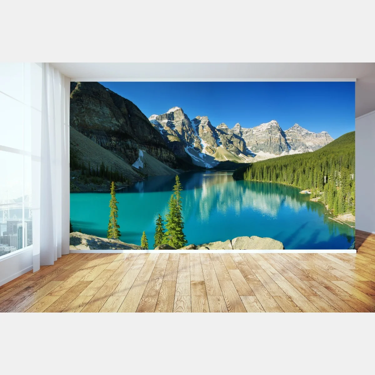Papier peint l'harmonie du lac turquoise et des montagnes – Wallnifity® Papier peint l'harmonie du lac turquoise et des montagnes – Wallnifity®