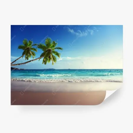 Papier peint plage paradisiaque des Caraïbes au coucher du soleil – Wallnifity®