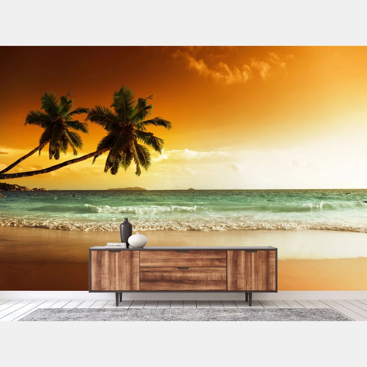 Papier peint coucher de soleil sur la mer des Caraïbes – Wallnifity® Papier peint coucher de soleil sur la mer des Caraïbes – Wallnifity®