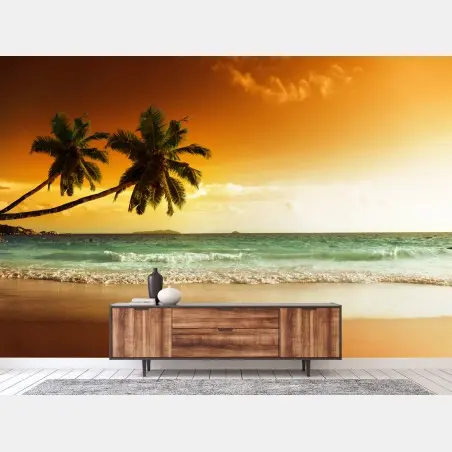 Papier peint coucher de soleil sur la mer des Caraïbes – Wallnifity®