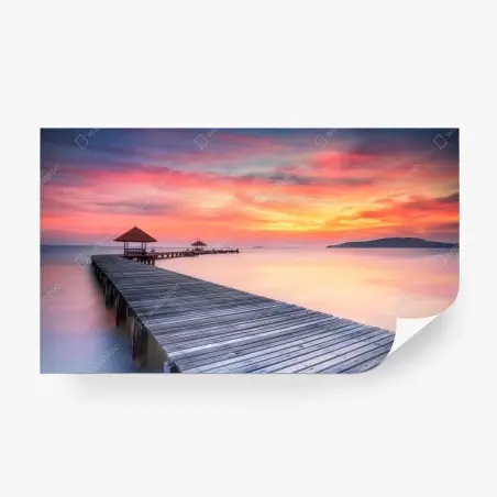 Papier peint ponton en bois au lever du soleil – Wallnifity®