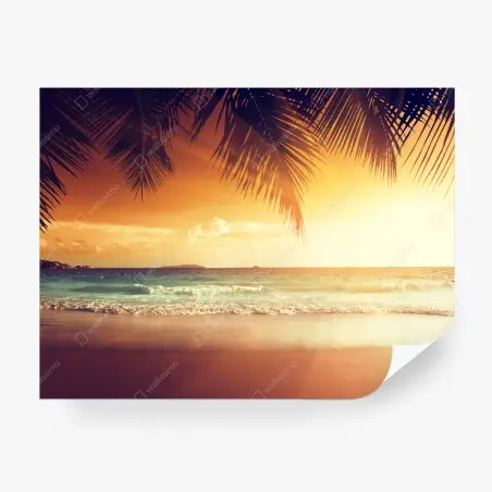 Papier peint coucher de soleil tropical, Caraïbes – Wallnifity®