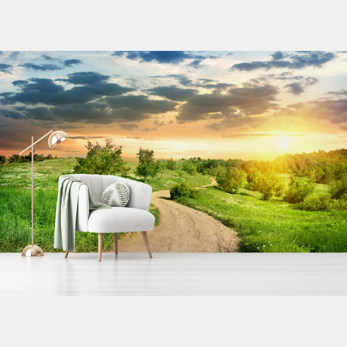 Papier peint chemin vers le soleil couchant – Wallnifity® Papier peint chemin vers le soleil couchant – Wallnifity®