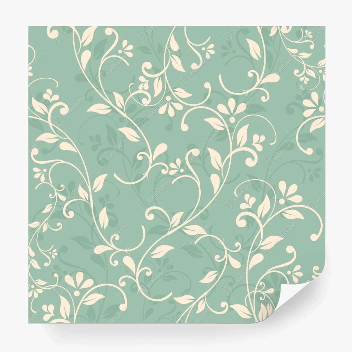 Papier peint motif floral vintage en vert sauge – Wallnifity®