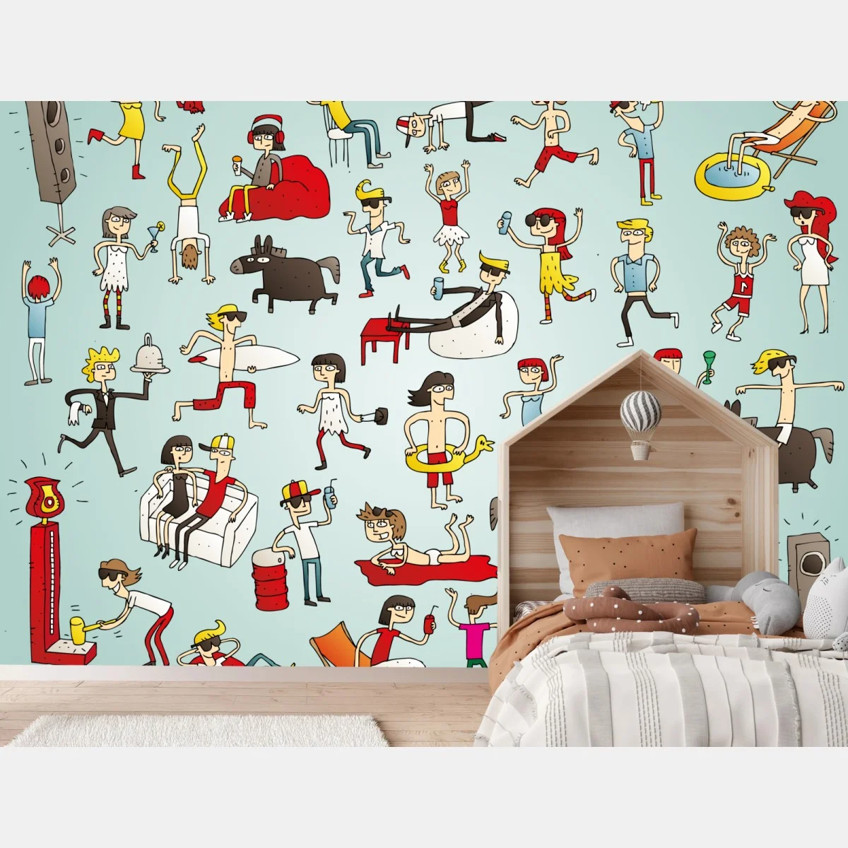 Papier peint scène estivale en dessin animé coloré – Wallnifity® Papier peint scène estivale en dessin animé coloré – Wallnifity®