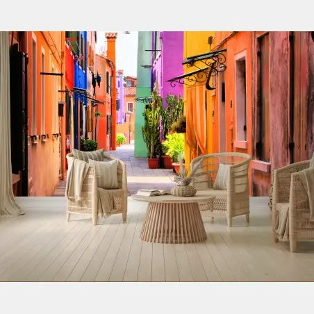 Papier peint ruelle colorée de Burano – Wallnifity®